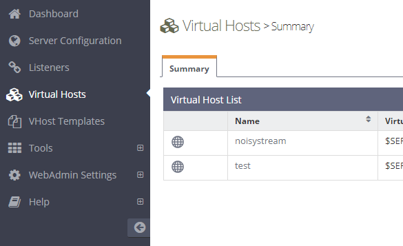 Bước 1 - Chọn tên của virtual host muốn bổ sung realm